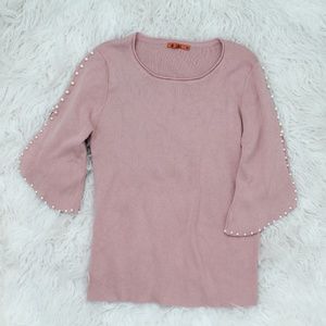 🆕 Knit Blouse 3/4 Sleeve and Pearls